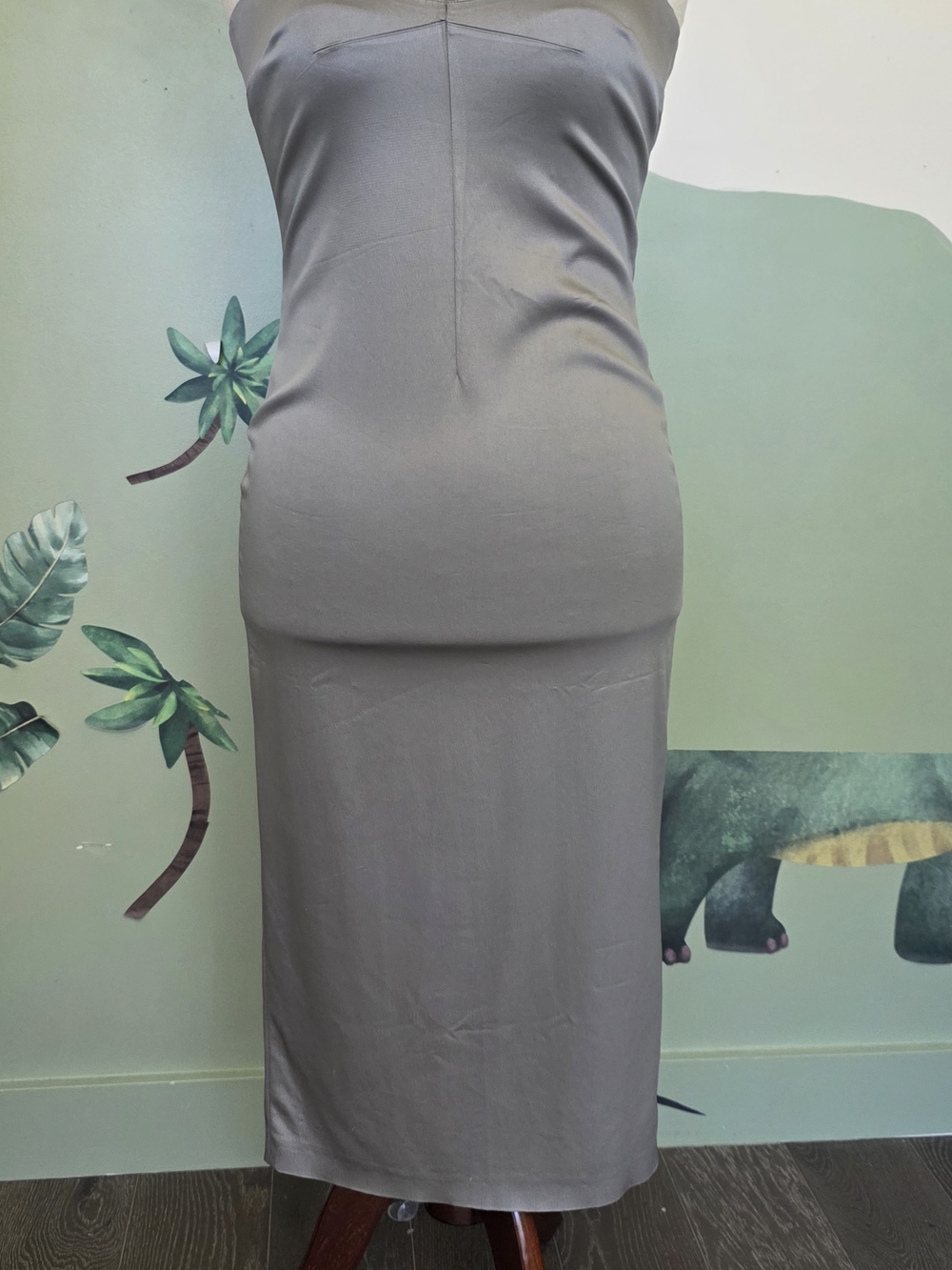 Dolce & Gabbana Silver Midi Slip Dress with Black Straps - Picture 2 of 9